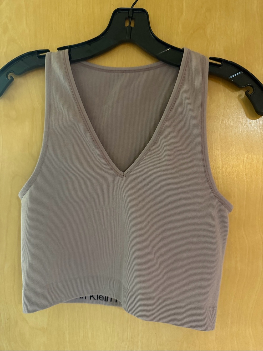 Calvin Klein Mauve Ribbed V-Neck Cropped Tank